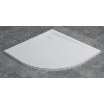 Cadita de dus semirotunda Ronal (SanSwiss) Livada W20A  80x80 cm slim  marmura sintetica  alb
