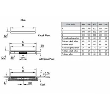 Canal   rigola de dus 300 030 style mat evacuare laterala h:60   59980373000