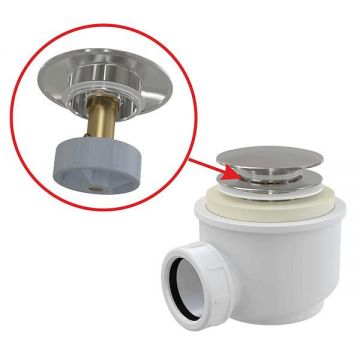 Sifon cadita dus Alcadrain, cu ventil click clack, 50 mm, crom