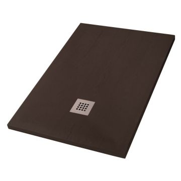 Cadita compozit pentru dus Inter Ceramic dreptunghiulara 100x80 cm finisaj lemn si cafea