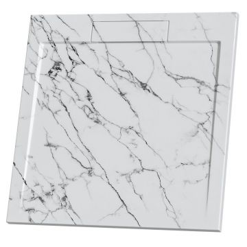Cadita compozit pentru dus Inter Ceramic patrata 80x80 cm alb mat finisaj marmura
