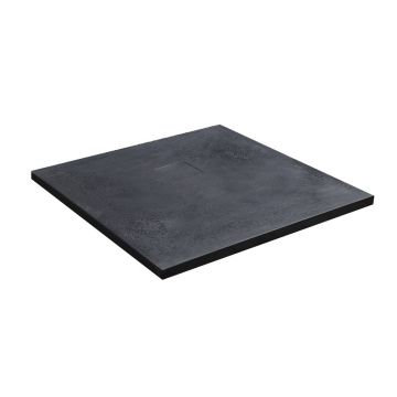 Cadita compozit pentru dus Inter Ceramic patrata 90x90 cm finisaj piatra mata-gri inchis