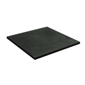 Cadita compozit pentru dus Inter Ceramic patrata 90x90 cm finisaj piatra-negru mat