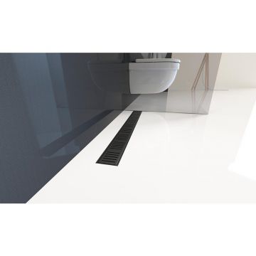 Set rigola dus cu capac negru mat Alca APZ10BLACK Simple 85 cm
