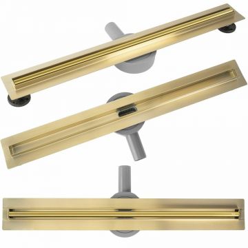 Set rigola pentru dus plus capac auriu Rea Neox Slim Pro 70 cm
