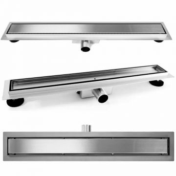 Set rigola pentru dus plus capac inox periat Rea Pure Neo Nickel 80 cm