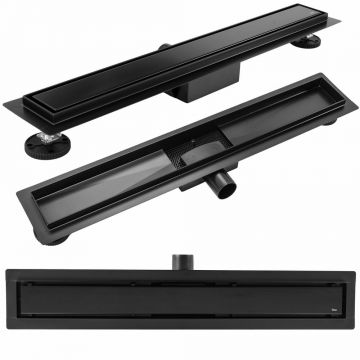 Set rigola pentru dus plus capac negru mat Rea Neo Pure 90 cm
