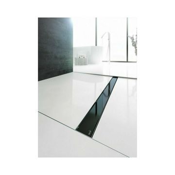 Set rigola pentru dus plus capac sticla neagra Alca Glass si APZ106 75 cm