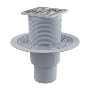 Sifon de pardoseală, Alcadrain, cu ieșire verticală, grătar din oțel inoxidabil