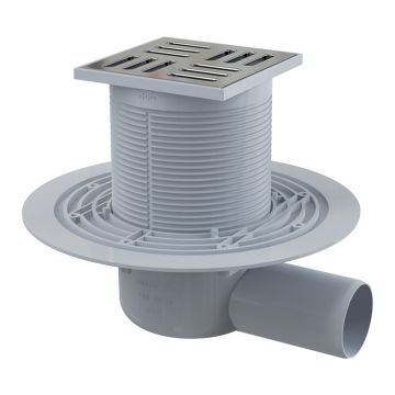 Sifon de pardoseală, Alcadrain, ieșire laterală, grătar din oțel inoxidabil, sistem anti-miros