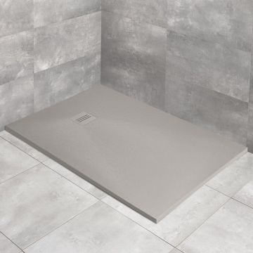 Cadita dus compozit dreptunghiulara Radaway Kyntos F 100x90 cm gri ciment