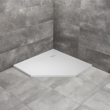 Cadita dus compozit pentagonala Radaway Kyntos PT 100x100 cm alb