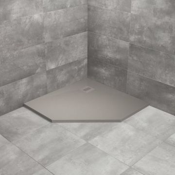 Cadita dus compozit pentagonala Radaway Kyntos PT 80x80 cm gri ciment