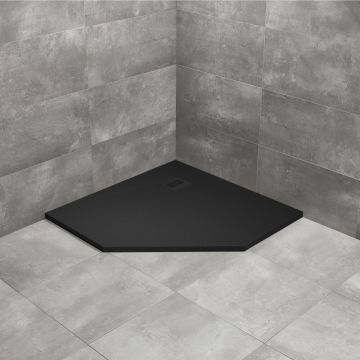 Cadita dus compozit pentagonala Radaway Kyntos PT 90x90 cm negru