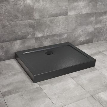 Cadita dus dreptunghiulara Radaway Doros D Compact Stone 120x80 cm acril negru