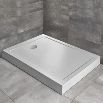 Cadita dus dreptunghiulara Radaway Doros F Compact Stone 140x90 cm acril alb