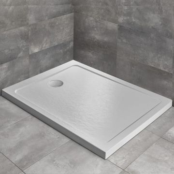 Cadita dus dreptunghiulara Radaway Doros F Stone 100x80 cm acril alb