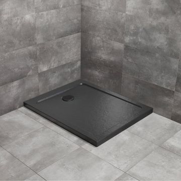 Cadita dus dreptunghiulara Radaway Doros F Stone 150x90 cm acril negru