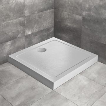 Cadita dus patrata Radaway Doros C Compact Stone 90x90 cm acril alb