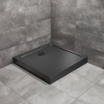 Cadita dus patrata Radaway Doros C Compact Stone 90x90 cm acril negru