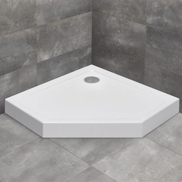 Cadita dus pentagonala Radaway Doros PT Compact 80x80 cm acril alb