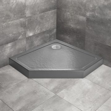 Cadita dus pentagonala Radaway Doros PT Compact Stone 100x100 cm acril antracit