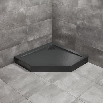 Cadita dus pentagonala Radaway Doros PT Compact Stone 80x80 cm acril negru