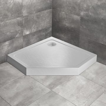 Cadita dus pentagonala Radaway Doros PT Compact Stone 90x90 cm acril alb