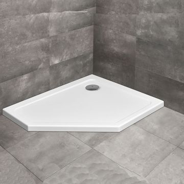 Cadita dus pentagonala Radaway Doros PT E 100x80 cm acril alb dreapta