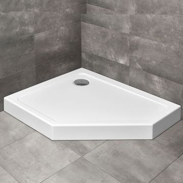 Cadita dus pentagonala Radaway Doros PT E Compact 100x80 cm acril alb stanga
