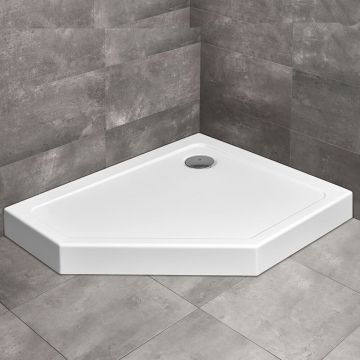 Cadita dus pentagonala Radaway Doros PT E Compact 100x90 cm acril alb dreapta