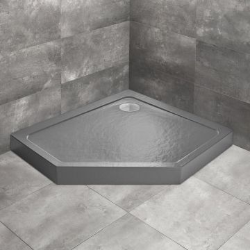 Cadita dus pentagonala Radaway Doros PT E Compact Stone 100x80 cm acril antracit dreapta