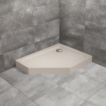 Cadita dus pentagonala Radaway Doros PT E Compact Stone 100x80 cm acril casmir dreapta