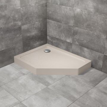 Cadita dus pentagonala Radaway Doros PT E Compact Stone 90x80 cm acril casmir stanga