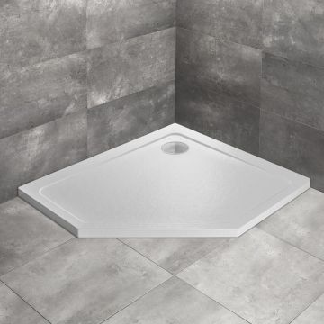 Cadita dus pentagonala Radaway Doros PT E Stone 100x90 cm acril alb dreapta