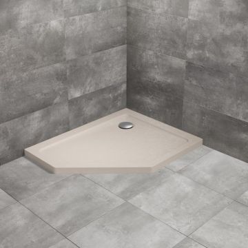 Cadita dus pentagonala Radaway Doros PT E Stone 90x80 cm acril casmir dreapta