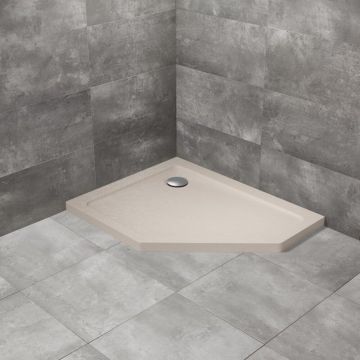 Cadita dus pentagonala Radaway Doros PT E Stone 90x80 cm acril casmir stanga