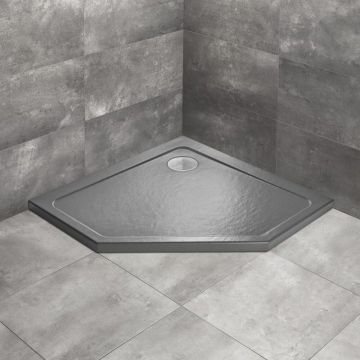 Cadita dus pentagonala Radaway Doros PT Stone 90x90 cm acril antracit