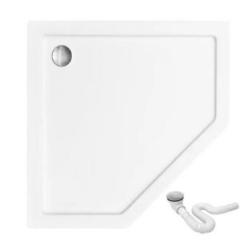 Cadita dus pentagonala Rea Diamond 90x90 alb