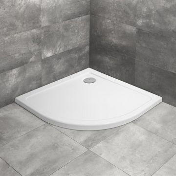 Cadita dus semirotunda Radaway Doros A 80x80 cm acril alb