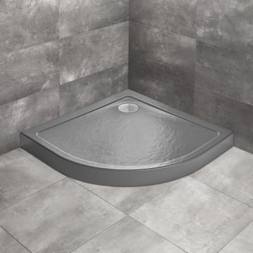 Cadita dus semirotunda Radaway Doros A Compact Stone 80x80 cm acril antracit