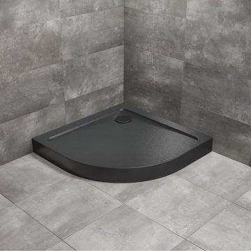 Cadita dus semirotunda Radaway Doros A Compact Stone 80x80 cm acril negru