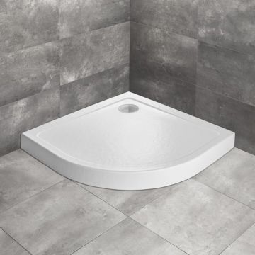 Cadita dus semirotunda Radaway Doros A Compact Stone 90x90 cm acril alb