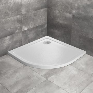 Cadita dus semirotunda Radaway Doros A Stone 80x80 cm acril alb
