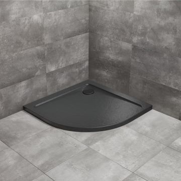 Cadita dus semirotunda Radaway Doros A Stone 90x90 cm acril negru