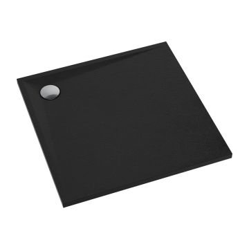 Cadita de dus patrata din compozit Omnires Stone negru mat 90x90 cm