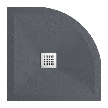 Cadita dus semirotunda Balneo Stone Tray din compozit 80x80 gri inchis