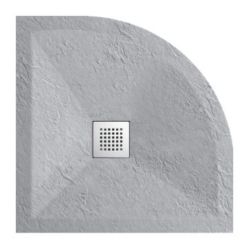 Cadita dus semirotunda Balneo Stone Tray din compozit 90x90 gri deschis