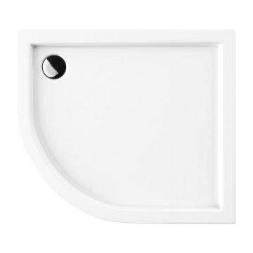 Cadita dus semirotunda  Omnires Riverside alb  80x90 cm