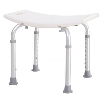 Scaun Baie pentru Dus, inaltime Reglabila, Antiderapant, Cadru din Aluminiu, Alb